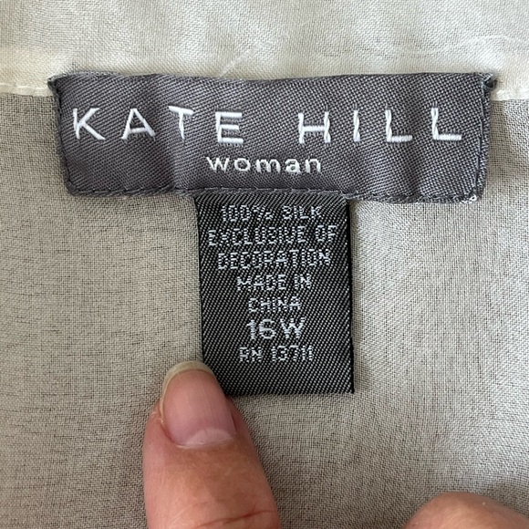 Kate Hill Woman 100% Silk Sheer Floral Romantic Long Sleeve Blouse Size 16W - Picture 10 of 13